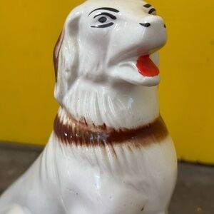Vintage Spaniel Ceramic Dog Figurine - White and Brown